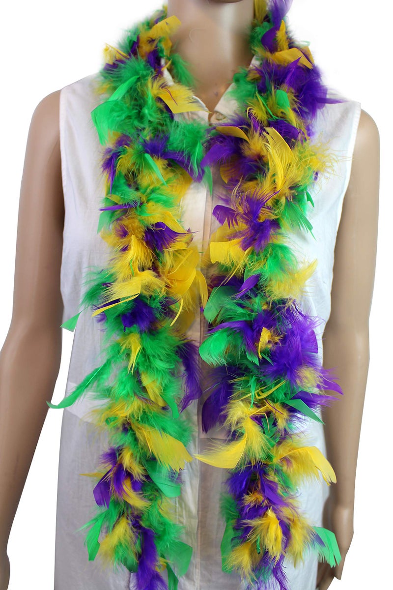 Flydreamfeathers Great for Party, Wedding, Halloween Costume, Christmas Tree, Decoration (Mardi Gras(yellow, purple, green)) - Image 1